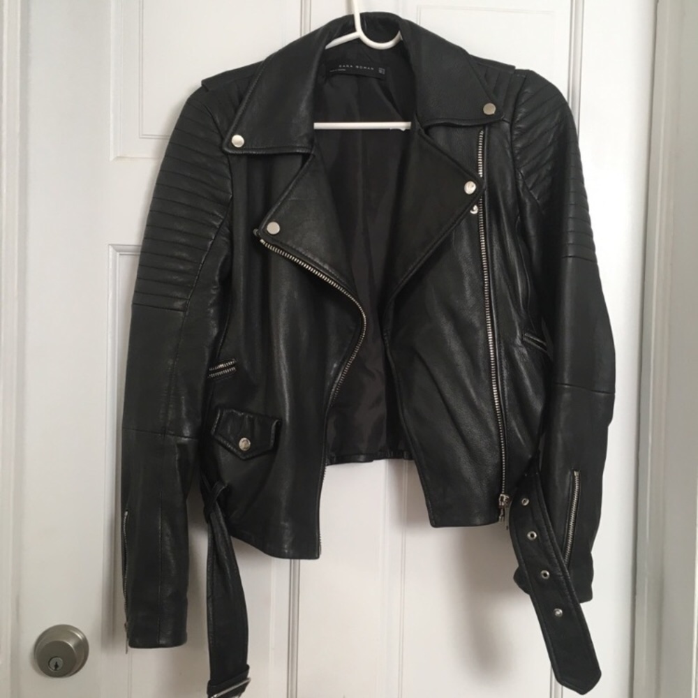 Zara genuine leather jacket